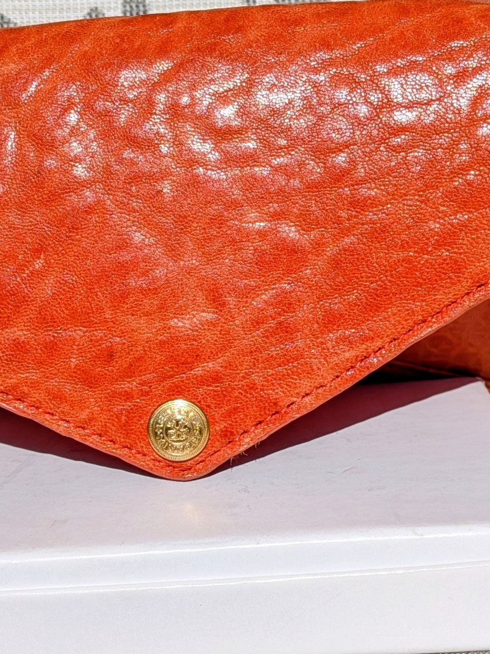 Rebecca Minkoff Mini MAC Crossbody – Rare Orange Ostrich Embossed Leather - Picture 4 of 15